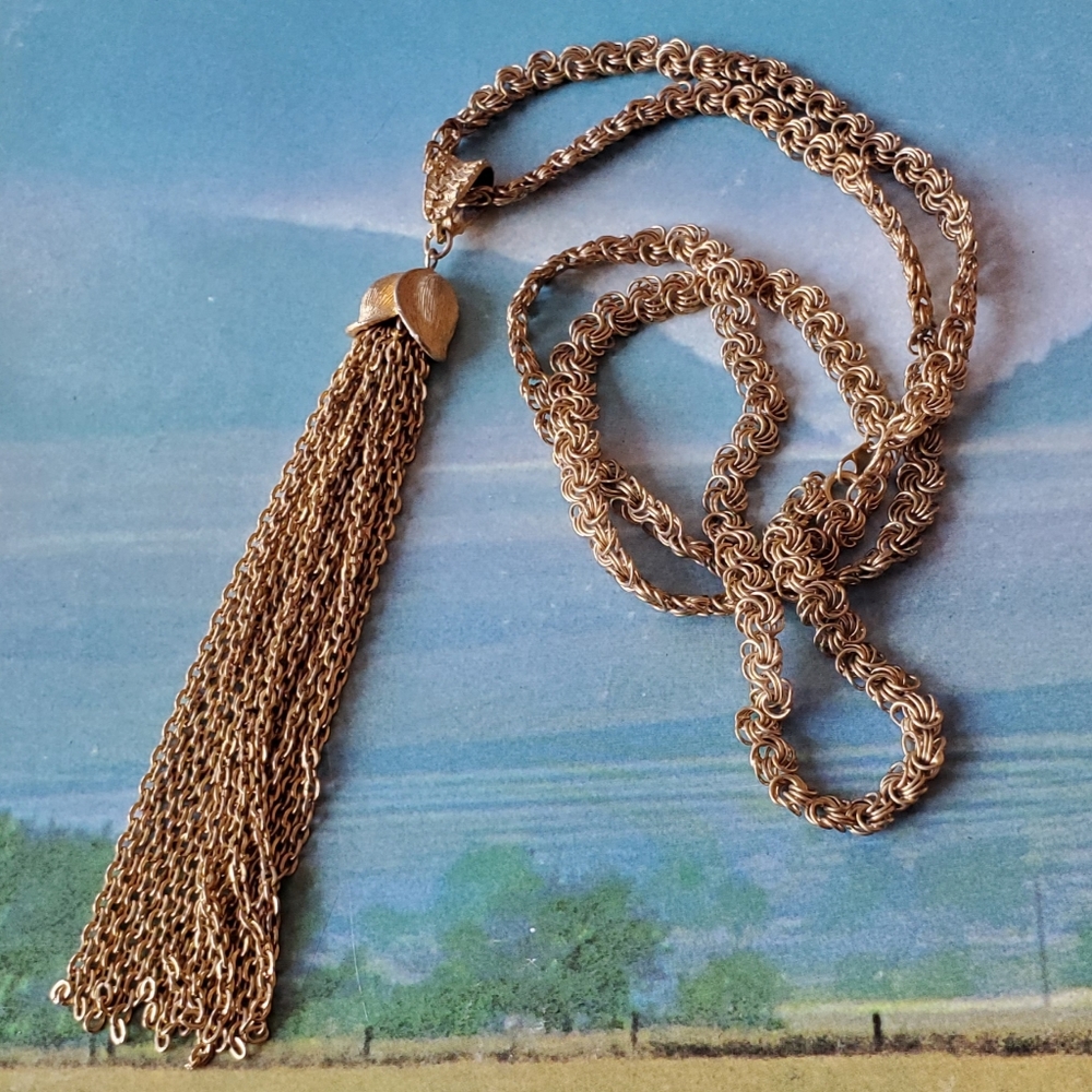 Long Art Nouveau inspired Tassel Necklace
